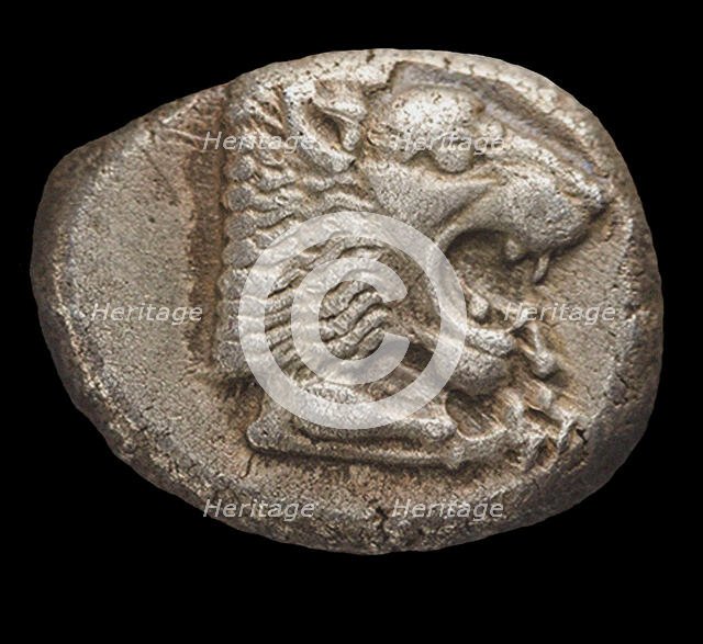 Drachm. Knidos, Caria. Head of roaring lion, c 520 Bc. Creator: Numismatic, Ancient Coins  .