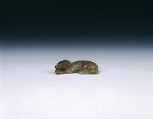 Yellow jade squatting greyhound, Yuan dynasty, China, 1279-1368. Artist: Unknown