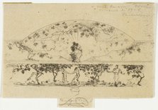 Jupiter and Alcmene and Nymphs and Satyrs on a Frieze Medallion, Study for Decoration..., 1907-08. Creator: Theodore Roussel.