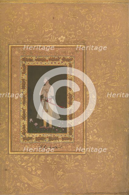 Portrait of Jahangir Beg, Jansipar Khan, Folio from the Shah Jahan Album, ca. 1627. Creators: Balchand, Mir 'Ali Haravi.