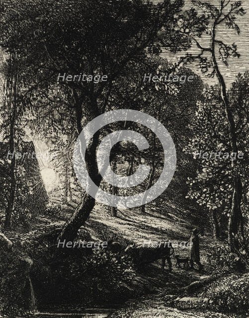 The Herdsman's Cottage, or Sunset, 1850. Creator: Samuel Palmer.