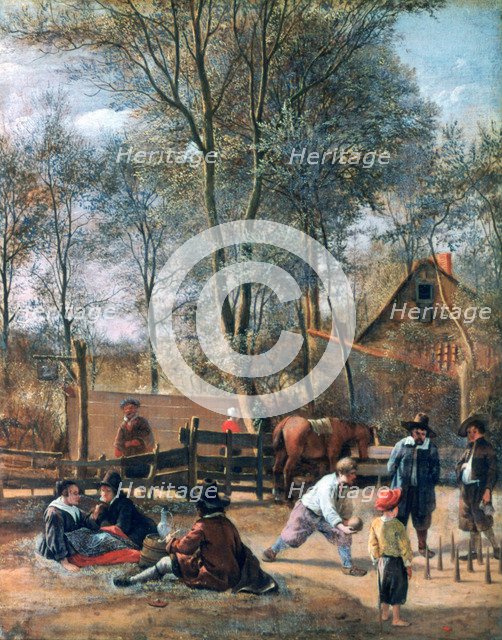 'Skittle Players outside an Inn', c1660. Artist: Jan Steen