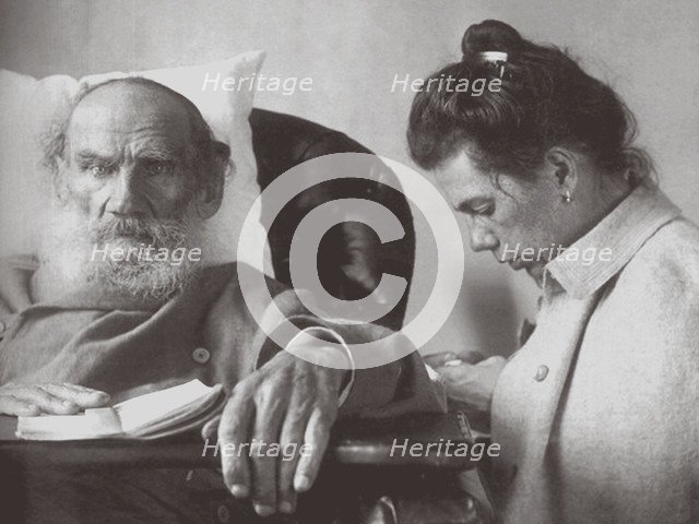 The Sick Leo Tolstoy with daughter Tatyana in Gaspra on the Crimea, 1902.