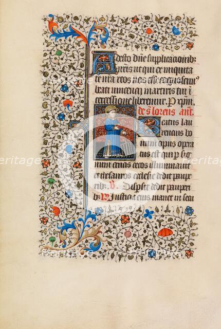 Saint Lawrence with a Gridiron; Book of Hours, about 1440-1450. Creator: Workshop of the Bedford Master.