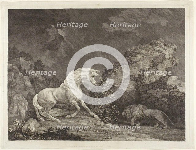 A Horse Frightened by a Lion, 1777. Creator: George Stubbs.