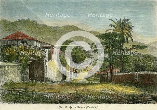 A street in Roseau, Dominica, c1880.Artist: Pann