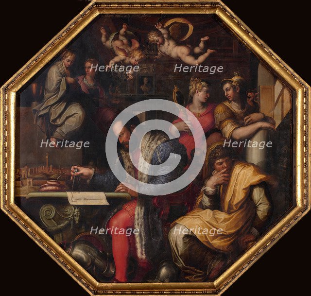 Cosimo studies the taking of Siena, 1563-1565. Artist: Vasari, Giorgio (1511-1574)