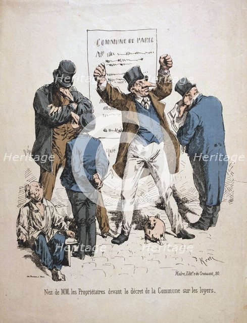 Caricature of the proprietors, Paris Commune, 1871.  Artist: Anon