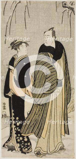 The Actor Matsumoto Koshiro IV and a geisha, from an untitled series of prints showing..., c. 1783. Creator: Torii Kiyonaga.