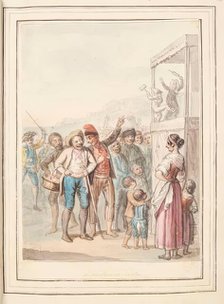 Puppet Show at Naples, leaf from 'A Collection of Dresses by David Allan Mostly from Nature', 1776. Creator: David Allan.