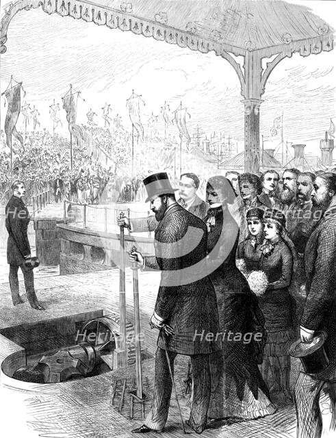 The Prince of Wales opening the new North Docks at Liverpool, 1881. Creator: Unknown.