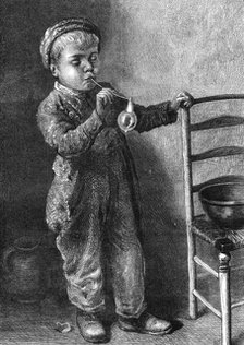 "Boy Blowing Bubbles" by the late W. Hunt, 1871. Creator: William Hollidge.