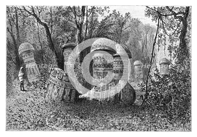Ruins of an Ahom temple, Dinajpur, Upper Assam, India, 1895.Artist: Armand Kohl
