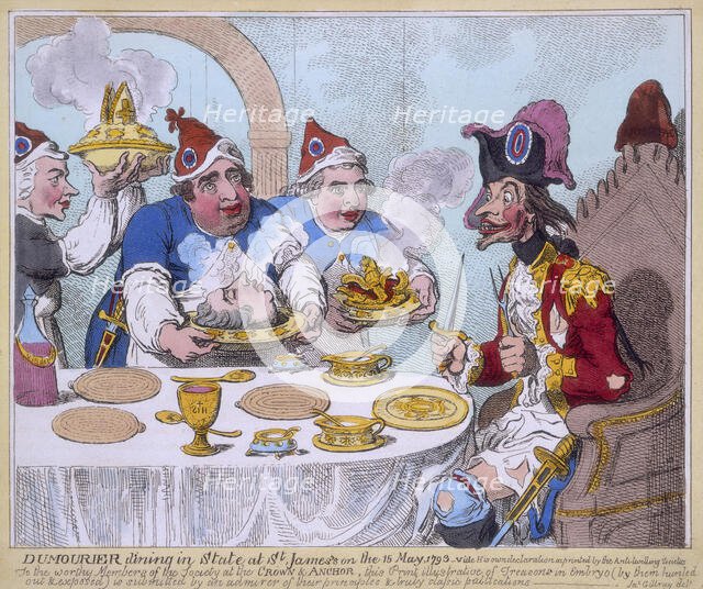 'Dumourier dining in state at St James's on the 15 May, 1793'. Creator: James Gillray.