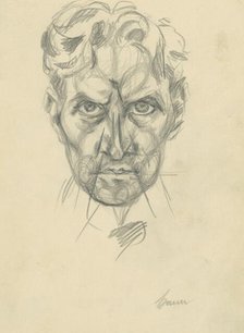 Study of a Man's Head en Face, 1922-1926. Creator: Konstantin Bauer.