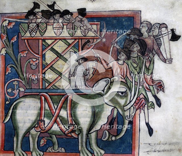 An elephant with a wooden tower on its back, c1235?  Creator: Unknown.