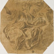Seated Allegorical Female Figure, n.d. Creator: Lorenzo De Ferrari.