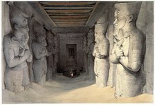 Giant limestone statues of Rameses II, Temple of Rameses, Abu Simbel, Egypt, 1836. Artist: David Roberts