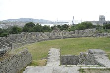 Partial view of the amphitheater ruins, ancient city of Salona, Solin, Croatia, 2018.  Creator: Unknown.