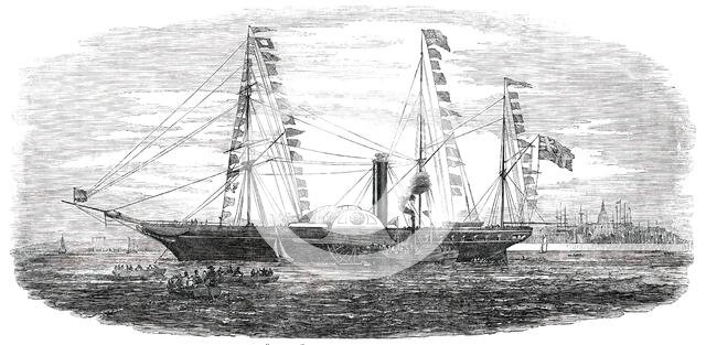 The "Viceroy", at Anchor in the Roads at Galway Bay, 1850. Creator: Unknown.
