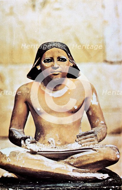 Model of a seated scribe, Ancient Egyptian, 5th Dynasty, 2498-2345 BC. Artist: Unknown