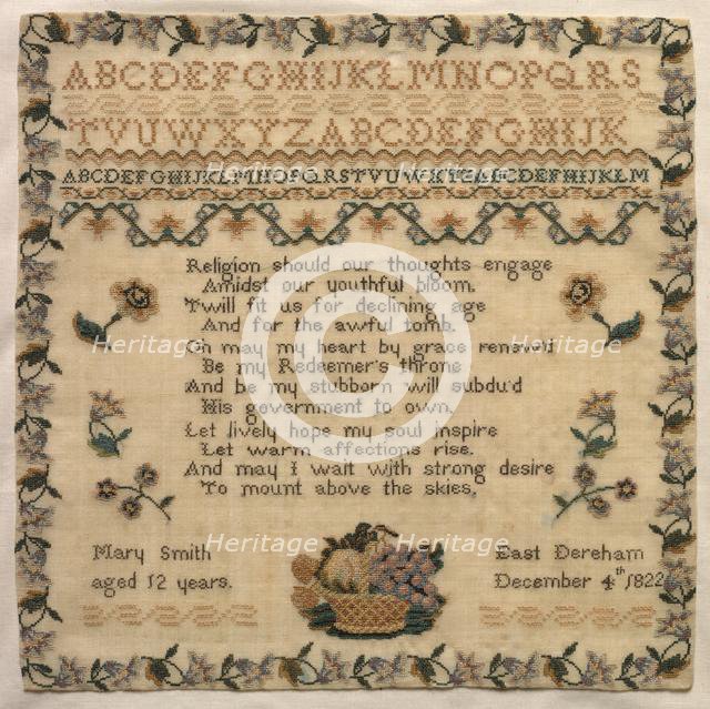 Sampler, 1822. Creator: Unknown.