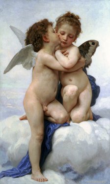 'Cupid and Psyche as Children', (The first kiss), 1890.  Artist: William-Adolphe Bouguereau