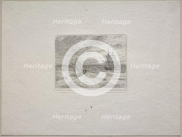 Rough Seas with a Two-master and Sailboat, 1838. Creator: Johann Christian Clausen Dahl (Norwegian, 1788-1857).