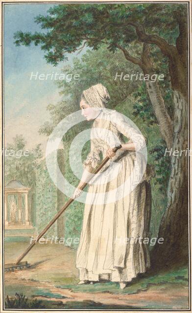 The Duchess of Chaulnes as a Gardener in an Allée, 1771. Creator: Louis de Carmontelle.