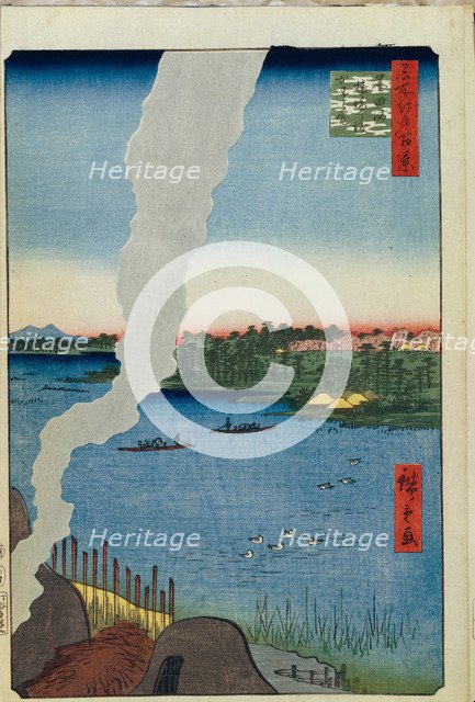Kilns and the Hashiba Ferry on the Sumida River (One Hundred Famous Views of Edo), 1856-1858. Artist: Hiroshige, Utagawa (1797-1858)