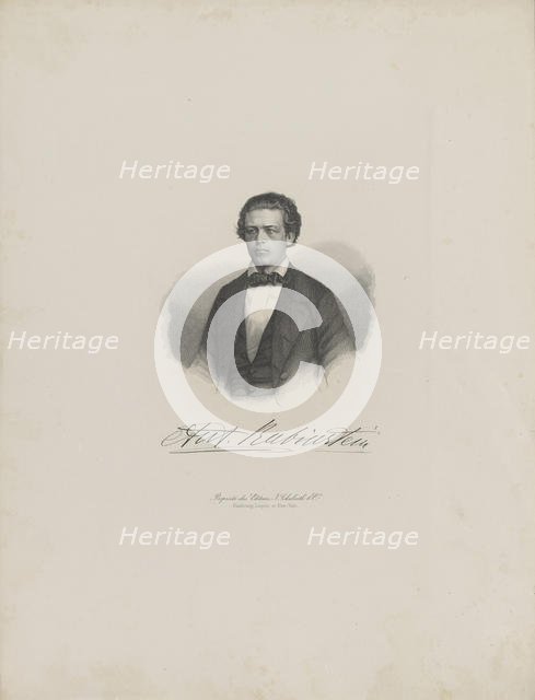 Portrait of the composer Anton Rubinstein (1829-1894), c. 1850. Creator: Anonymous.