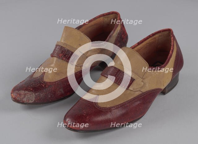 Red and cream loafers designed by Pierre Cardin and worn by Fats Domino, late 20th Century. Creator: Unknown.