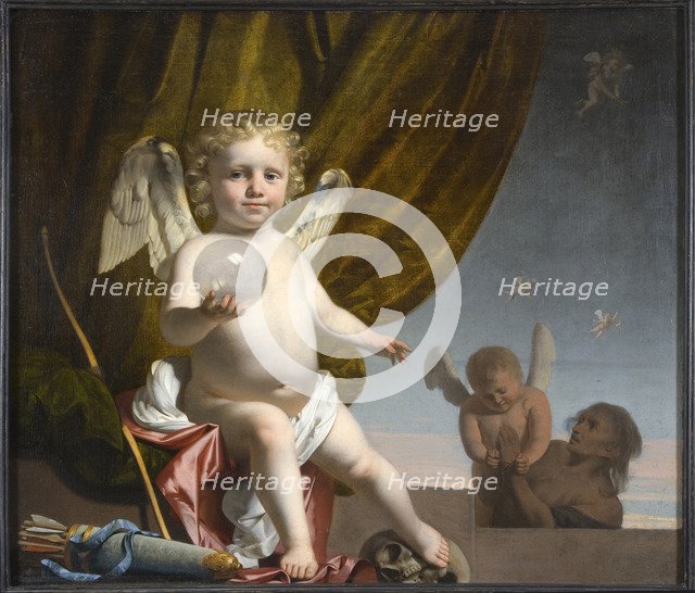 Amor Holding a Glass Orb, 1650-1660. Artist: Everdingen, Caesar Boëtius van (1616-1678)