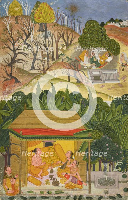 A summer month, possibly Vaisakh, folio from a Barahmasa series, ca. 1750. Creator: Unknown.