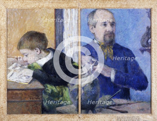 Portrait of the Sculptor Jean-Paul Aubé (1837-1916) with son Emile, 1882.