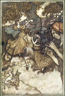 If Orpheus first produced the waltz ., from The Ingoldsby Legends, pub. 1907. Creator: Arthur Rackham (1867 - 1939).