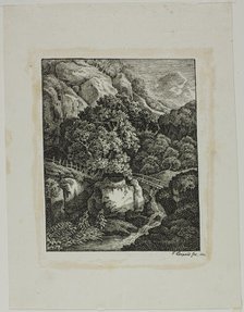 Wooded Mountain Landscape with a Small Waterfall and Pathway, 1805. Creator: Franz Joseph Leopold.