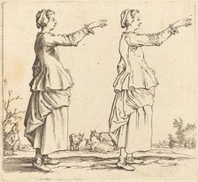 Peasant Woman, in Profile, Facing Right, with Arm Extended, 1617 and 1621. Creator: Jacques Callot.