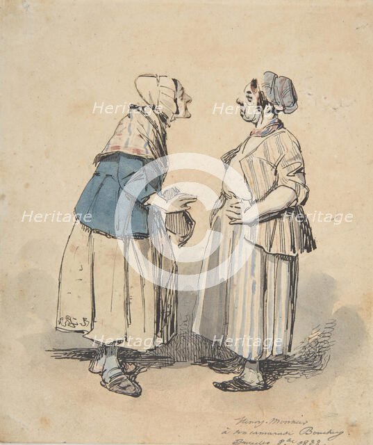 The Two Gossips (Les Deux Commères), 1832. Creator: Henry Bonaventure Monnier.