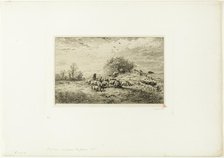 Landscape with Herd of Pigs, 1845. Creator: Charles Emile Jacque.