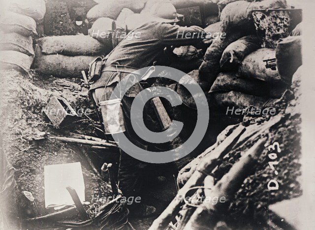 Soldier in trenches, c1914-c1918. Artist: Unknown.