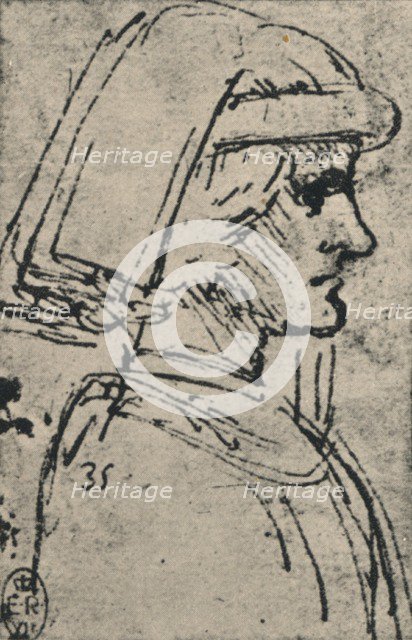 'Profile of a Young Man Wearing a Chaperon', c1480 (1945). Artist: Leonardo da Vinci.