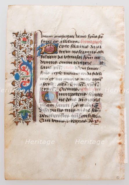 Manuscript Leaf, from a Book of Hours, 15th century. Creator: Unknown.