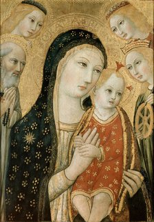 The Virgin and Child with St Jerome, St Catherine of Alexandria and two Angels, c1470. Artist: Sano di Pietro.