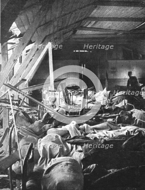 Bombardment of Vadelaincourt Hospital; A room where, on the same day, nurses..., 1917. Creator: Unknown.
