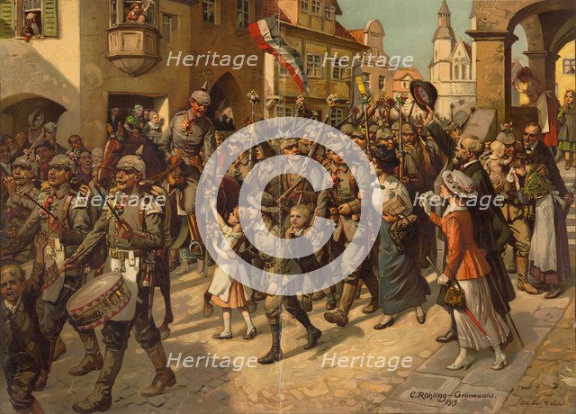 The Mobilization in 1914. Image to Schools History Teaching, 1915. Artist: Röhling, Carl (1849-1922)