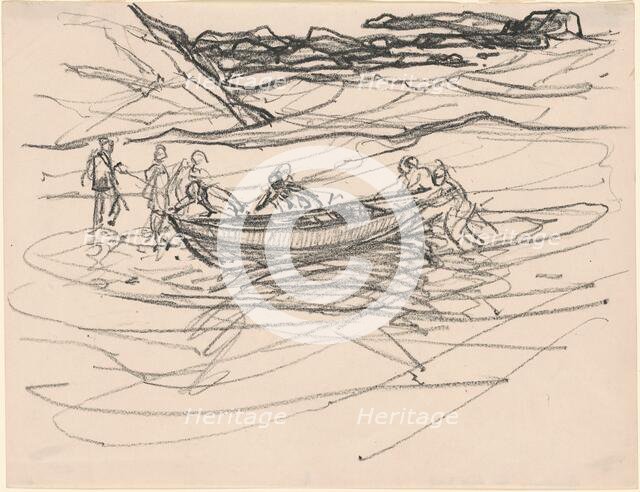 Launching the Life Boat, c. 1930s. Creator: Charles Herbert Woodbury.