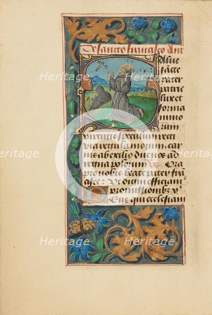 Initial S: The Stigmatization of Saint Francis; Crohin-La Fontaine Hours, (about 1480-1485?). Creators: Master of the Dresden Prayer Book, Workshop of the Master of the Dresden Prayer Book.