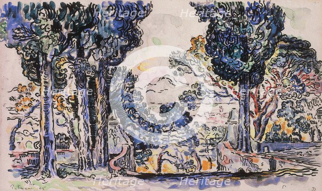 Cypresses in Sainte-Anne (SaintTropez). Artist: Signac, Paul (1863-1935)