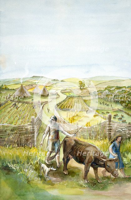 Rural landscape, 2000BC, (c1990-2010). Artist: Judith Dobie.